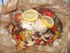 Day 1 Baked cod with peppers onions mushrooms and tomatoes. Balsamic lemon and garlic dressing.jpg