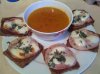 Pumpkin & chestnut soup, scan bran mini pizzas.jpg