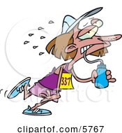 5767-Exhausted-Female-Marathon-Runner-Drinking-Water-Clipart-Illustration.jpg